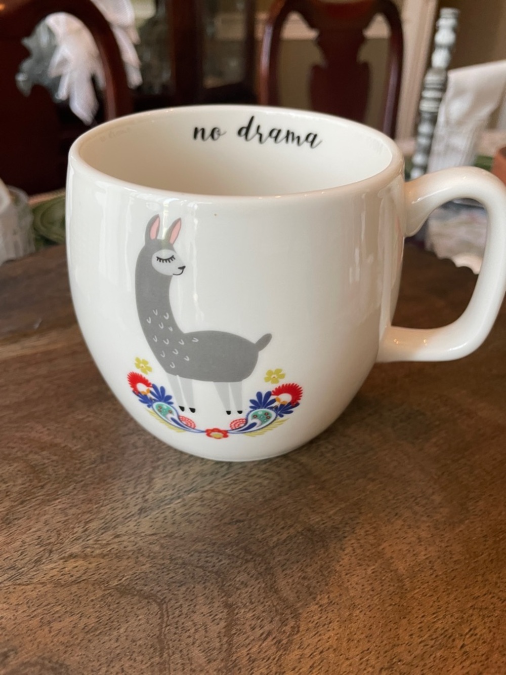 No Drama Gray Llama Porcelain Mug
